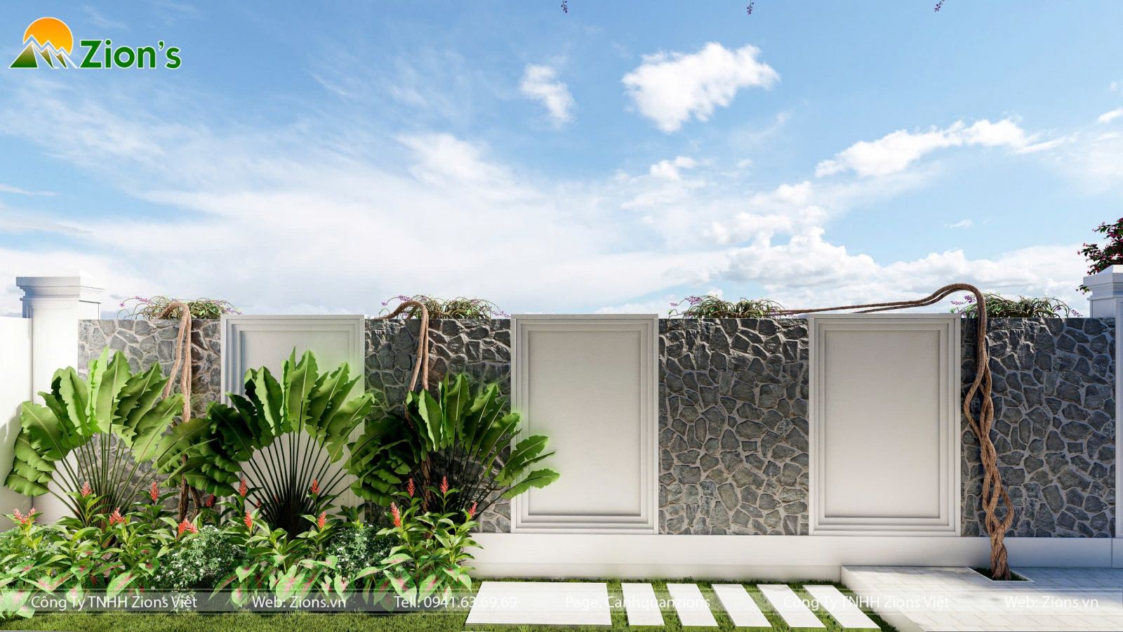 Thiết kế sân vườn biệt thự phong cách nhiệt đới (tropical garden)